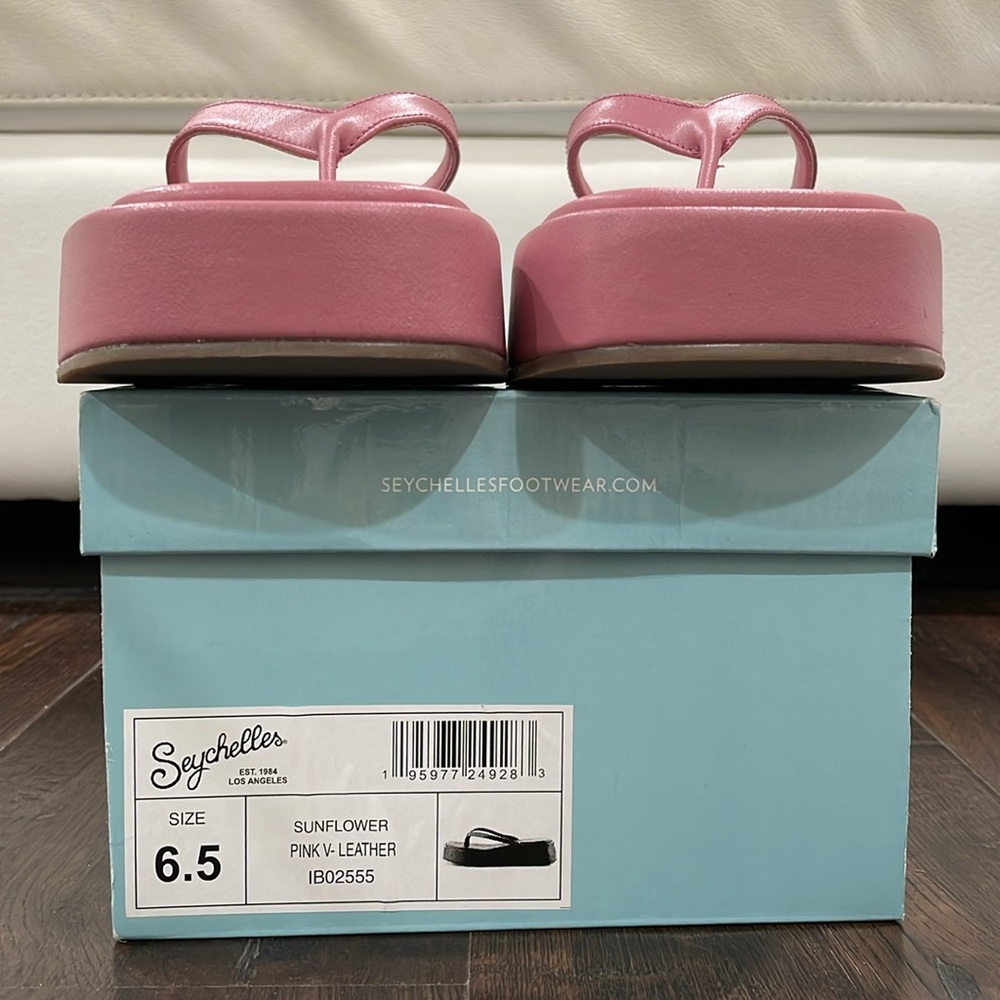 NIB pink Flatforms flip flop platform-sandals 2” beach pool slides toe loop ring - Picture 12 of 16